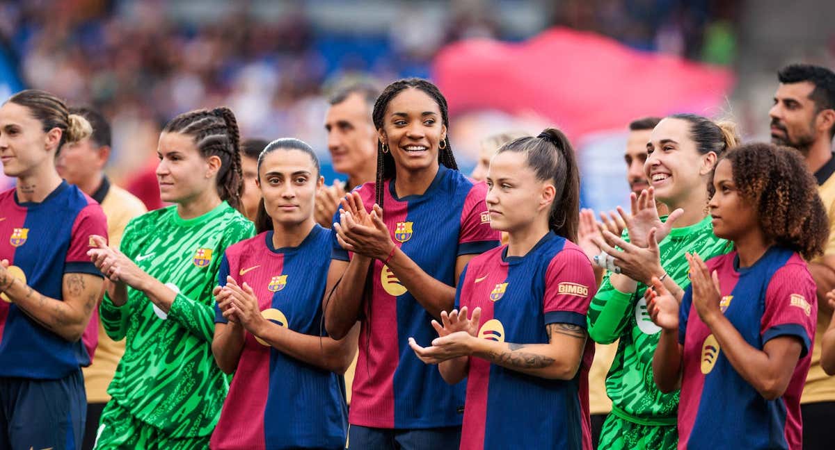 Salma Paralluelo durante la presentación del equipo en el Joan Gamper el pasado agosto. /Getty