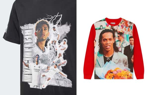Camiseta adidas x Bellingham y KidSuper x Ronaldinho (2024).