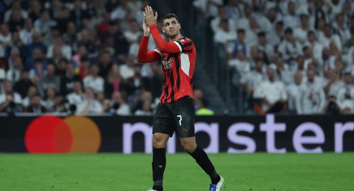 Álvaro Morata en un partido con el AC Milan.