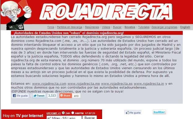 Esta era la web ahora condenada a pagar 31,6 millones a Mediapro, en 2011. Archivo
