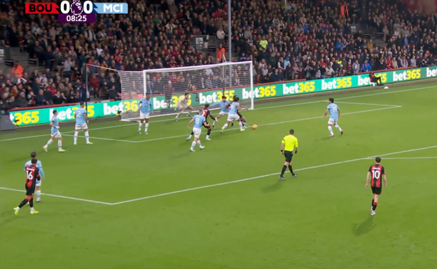 Gol del Bournemouth tras un robo alto ante el City.  WYSCOUT