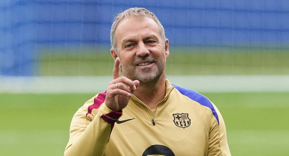 Hansi Flick, entrenador del Barça, durante un entrenamiento.