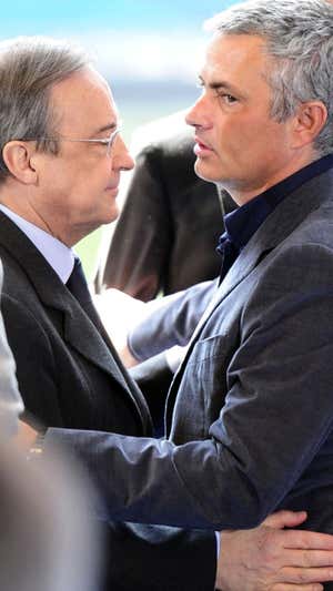 Florentino Pérez y Mourinho. AFP