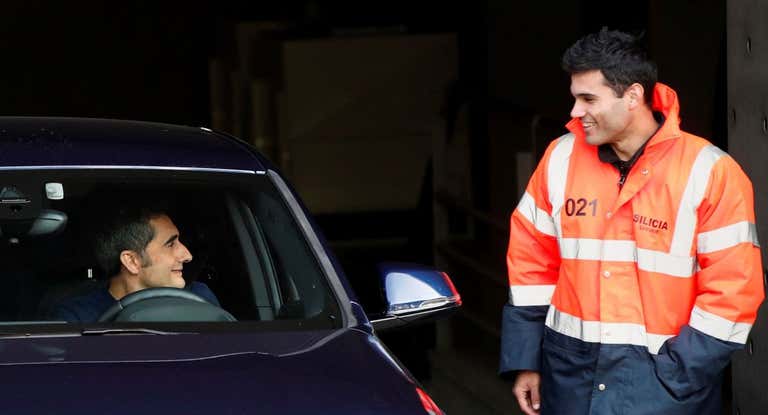 Ernesto Valverde, tras su último entrenamiento como técnico azulgrana.