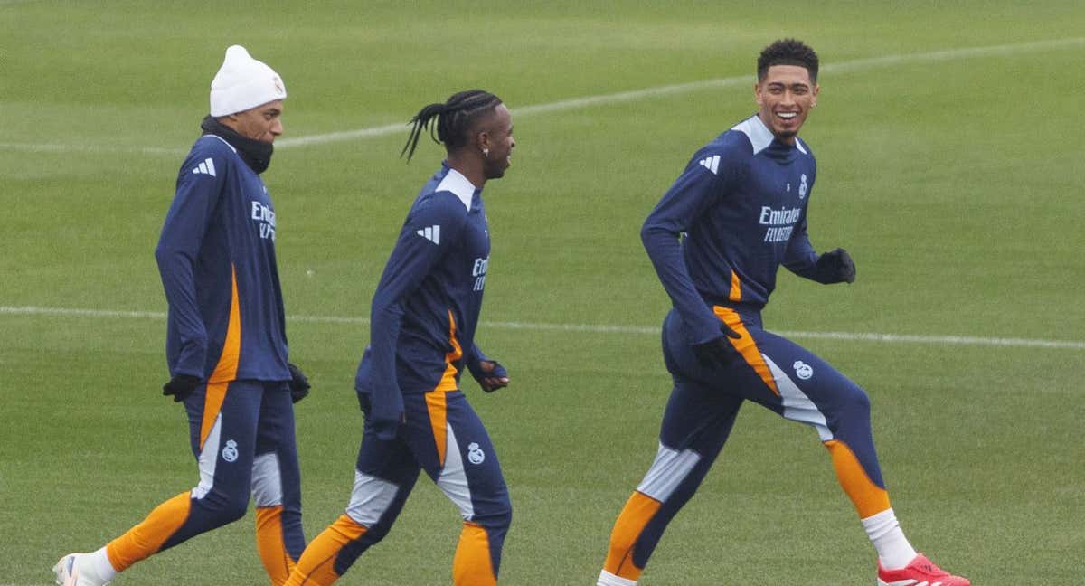 Mbappé, Vinicius y Bellingham, tres fundamentales del Real Madrid, gran candidato en la Copa del Rey 2025.