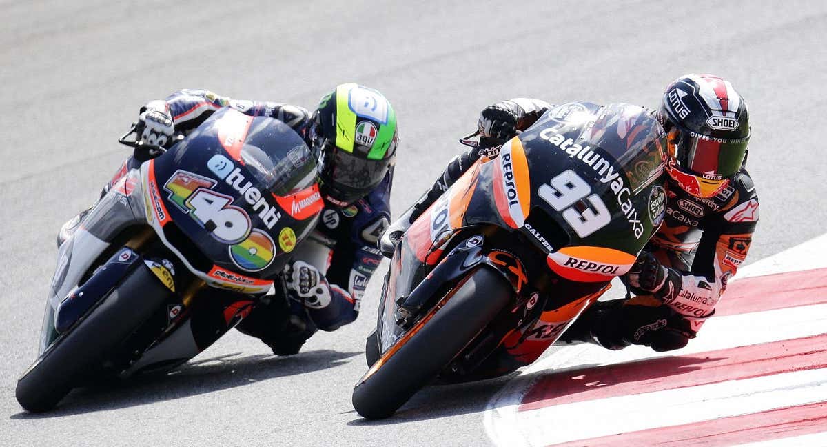 Marc Márquez y Pol Espargaró en Moto2.