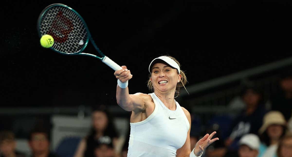 Paula Badosa, durante su partido ante Wang en la primera ronda de Australia.