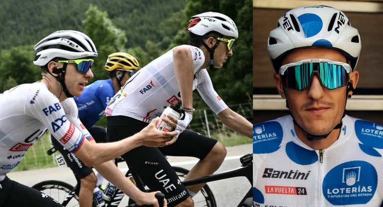 Marc Soler le brinda un bidón a Tadej Pogacar en el pasado Tour de Francia.