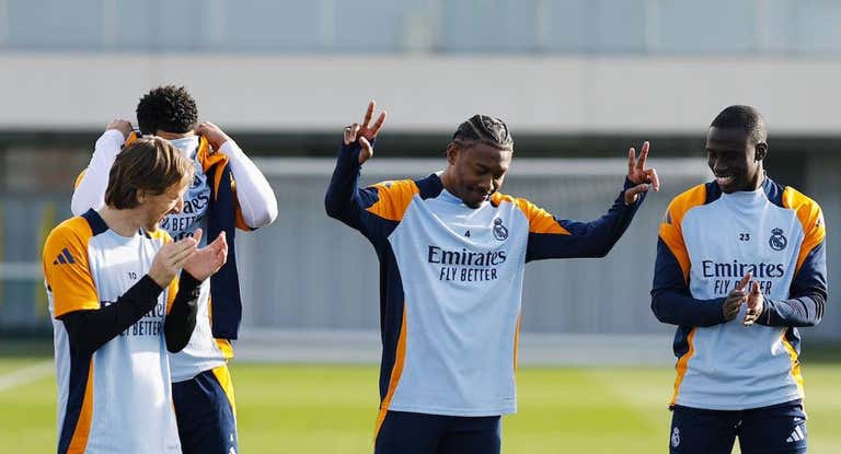 Alaba, en un entrenamiento con el Real Madrid.