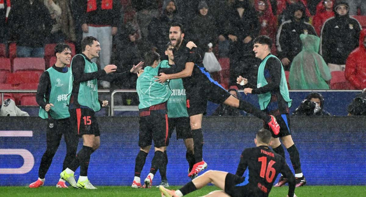 Eric García, el martes, después de anotar el 4-4 de cabeza ante el Benfica.