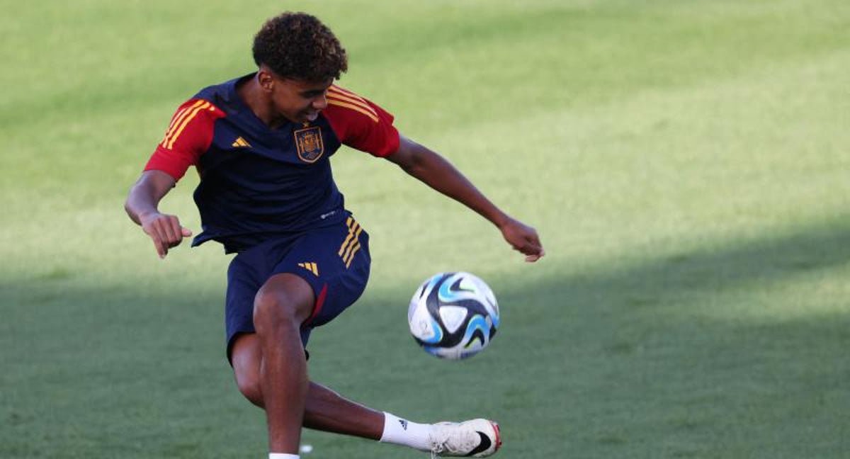 Lamine en un entrenamiento.