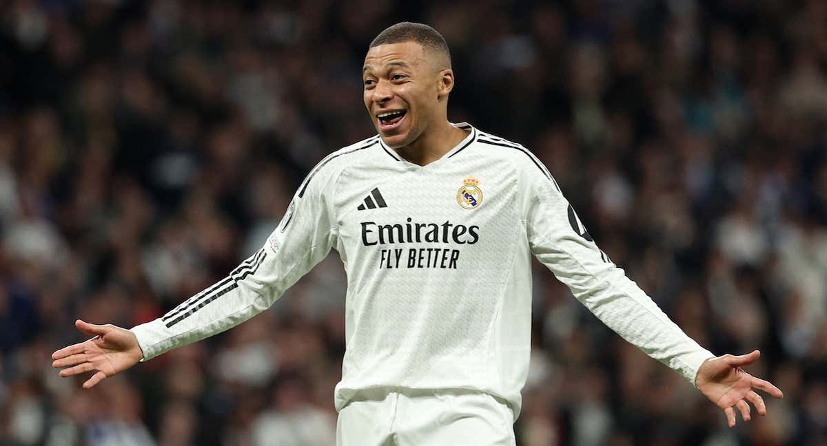 Kylian Mbappé celebra un gol en Champions League.