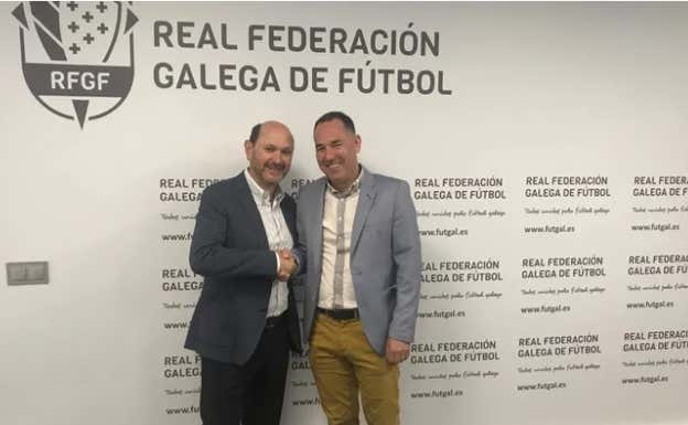 Rafael Louzán y Alvaro Cid Bragado en la Federación Gallega de Fútbol.  RFGF