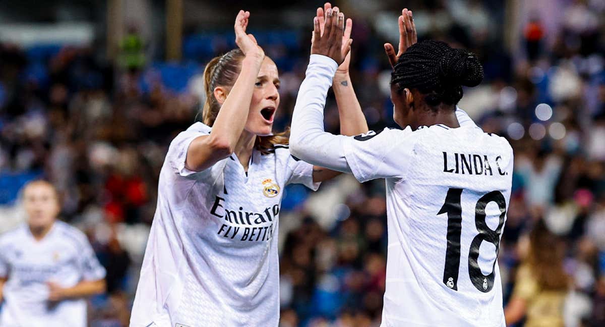 Toletti y Linda Caicedo celebrando un gol. /REAL MADRID FEMENINO