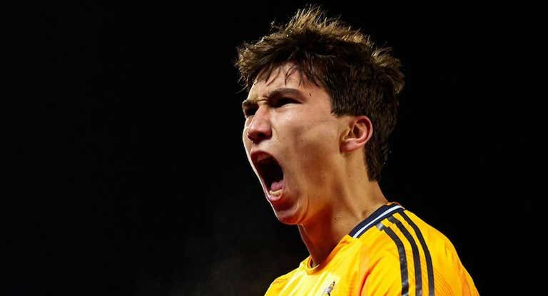 Gonzalo, celebrando su gol en Butarque.