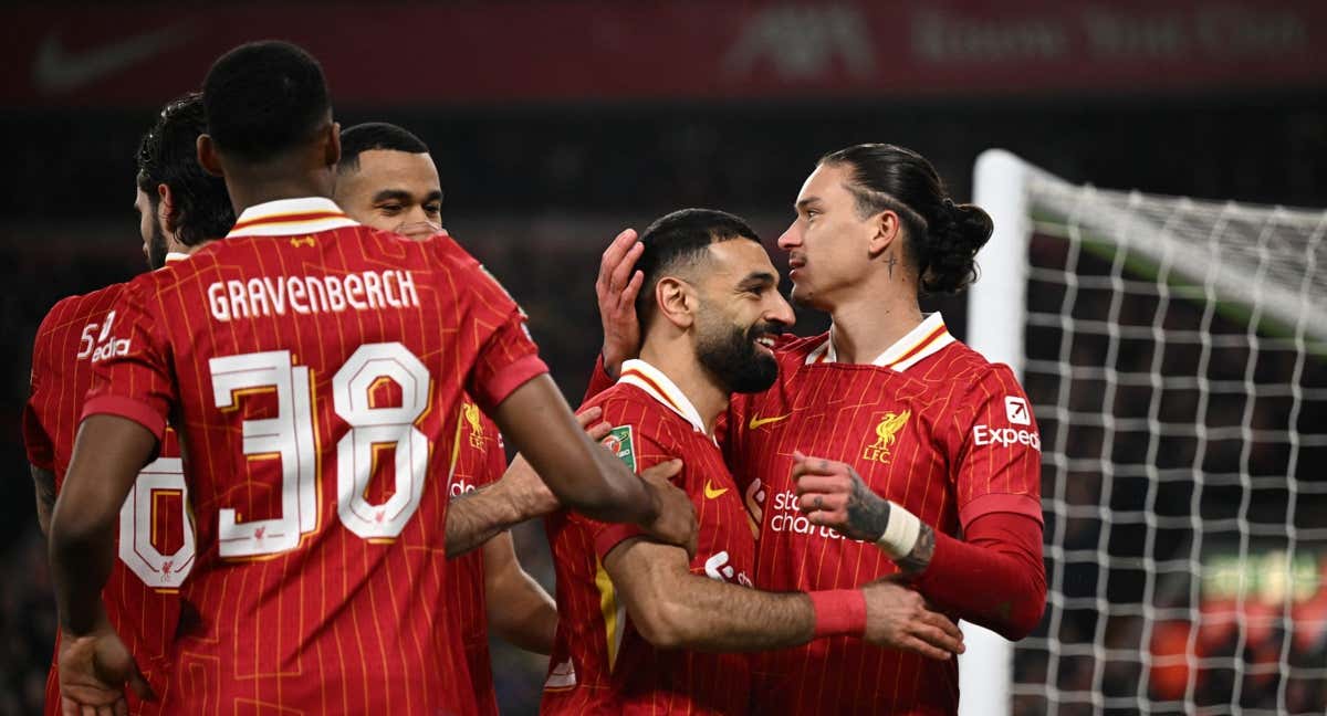 Salah celebra su gol al Tottenham. /REUTERS