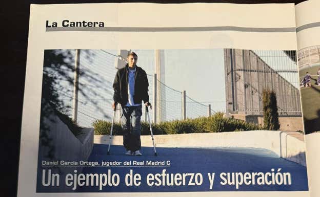 Imagen de una revista del Real Madrid con Ortega como protagonista. CEDIDA
