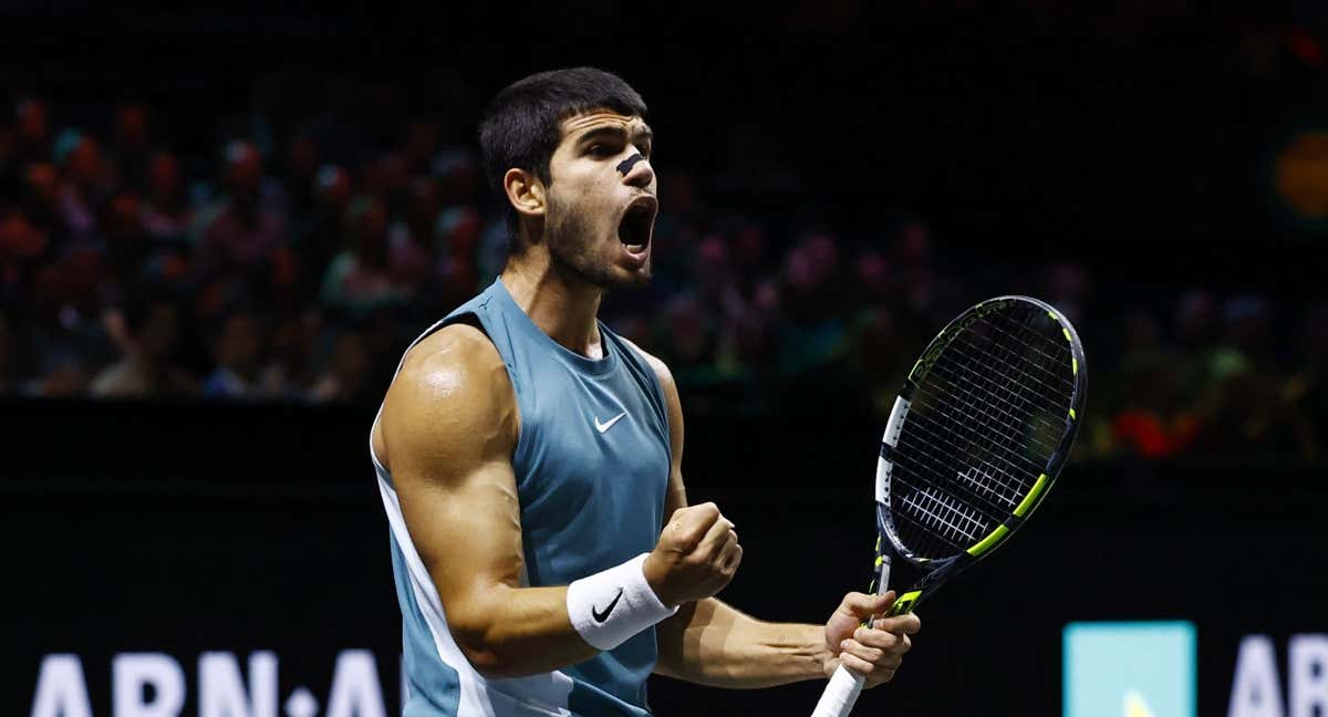 Carlos Alcaraz, durante el ATP 500 de Rotterdam. /REUTERS/Piroschka Van De Wouw