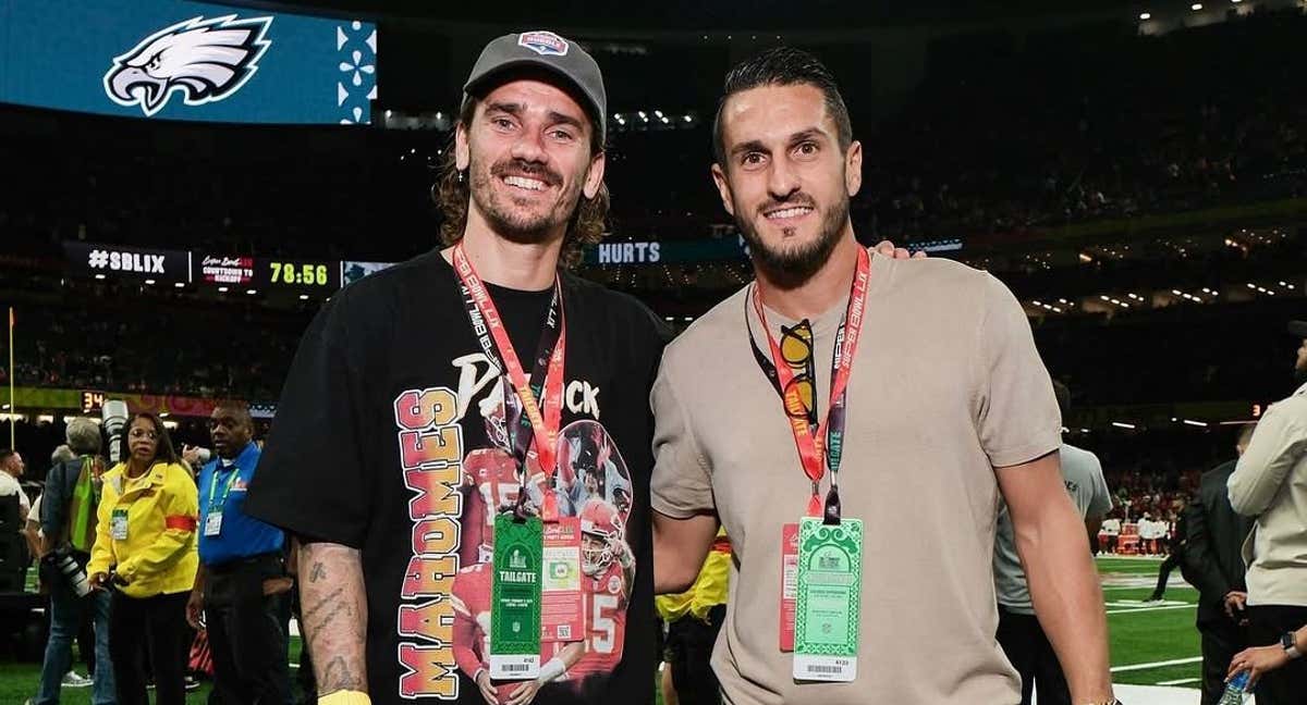 Griezmann y Koke aprovecharon el descanso para viajar a la Super Bowl. /