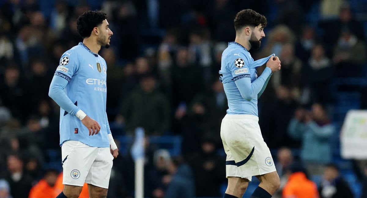 Marmoush, junto a Gvardiol, ante el Real Madrid. /REUTERS