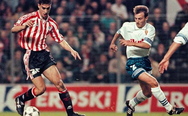 Bolo, en una acción ante el Zaragoza en sus inicios en el Athletic. Archivo