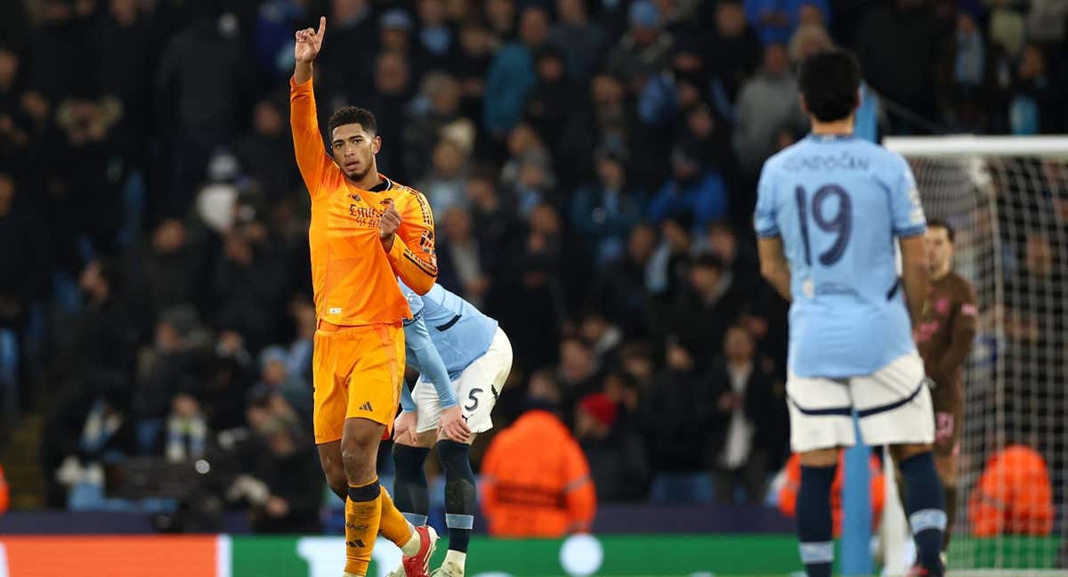 Jude Bellingham, durante la victoria del Real Madrid en el Etihad./EFE