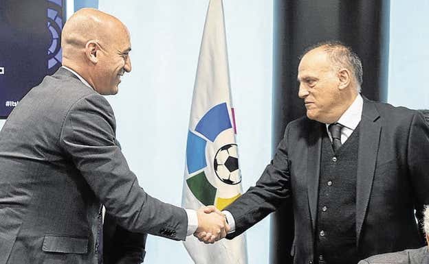 Rubiales, en su visita a LaLiga en noviembre de 2018.  AGENCIAS