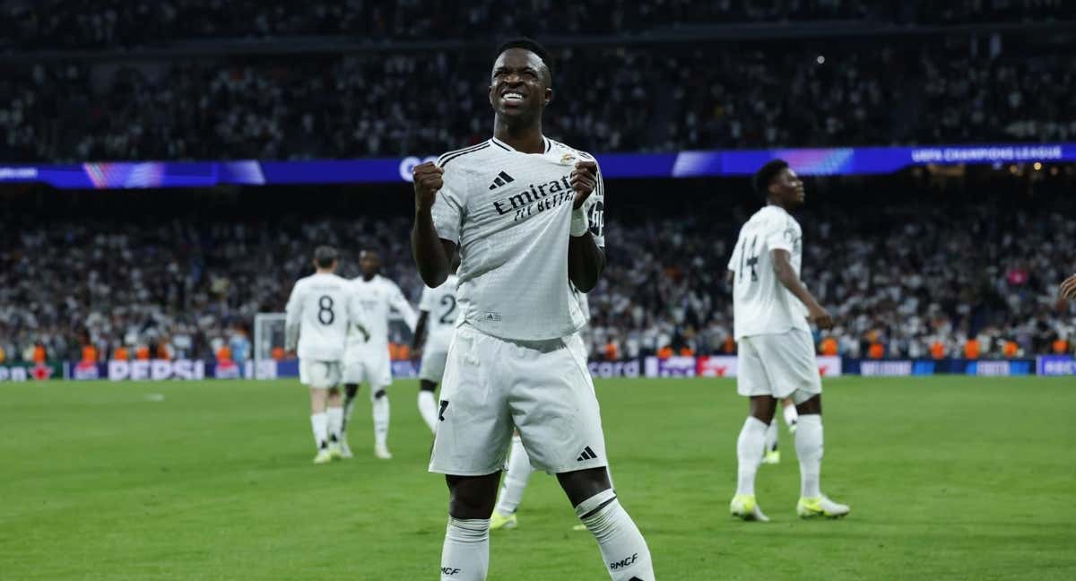 Vinicius celebra su gol con el Real Madrid. /EFE