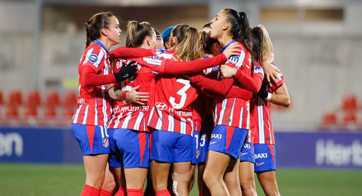 Las jugadoras del Atleti celebrando un gol.