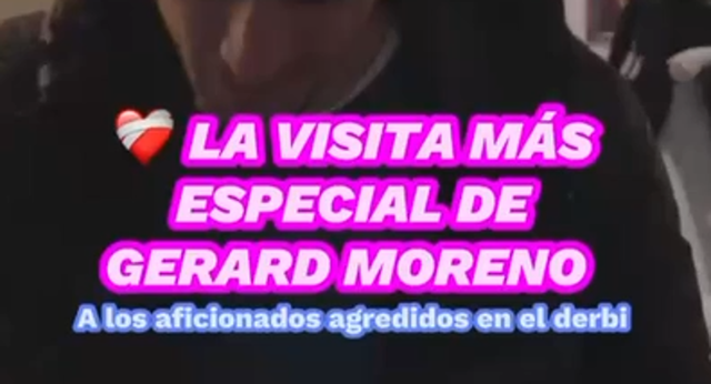 Gerard Moreno acudió al hospital a visitar a los jóvenes agredidos durante el derbi contra el Valencia.