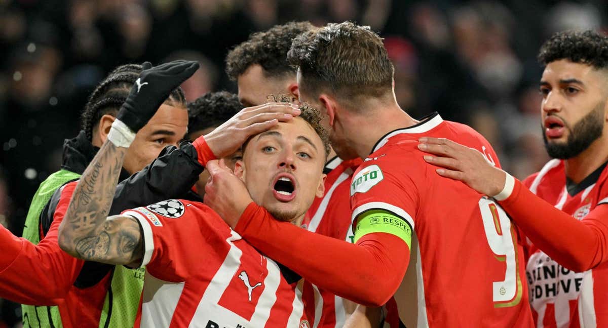 El PSV celebra un gol ante la Juventus./AFP