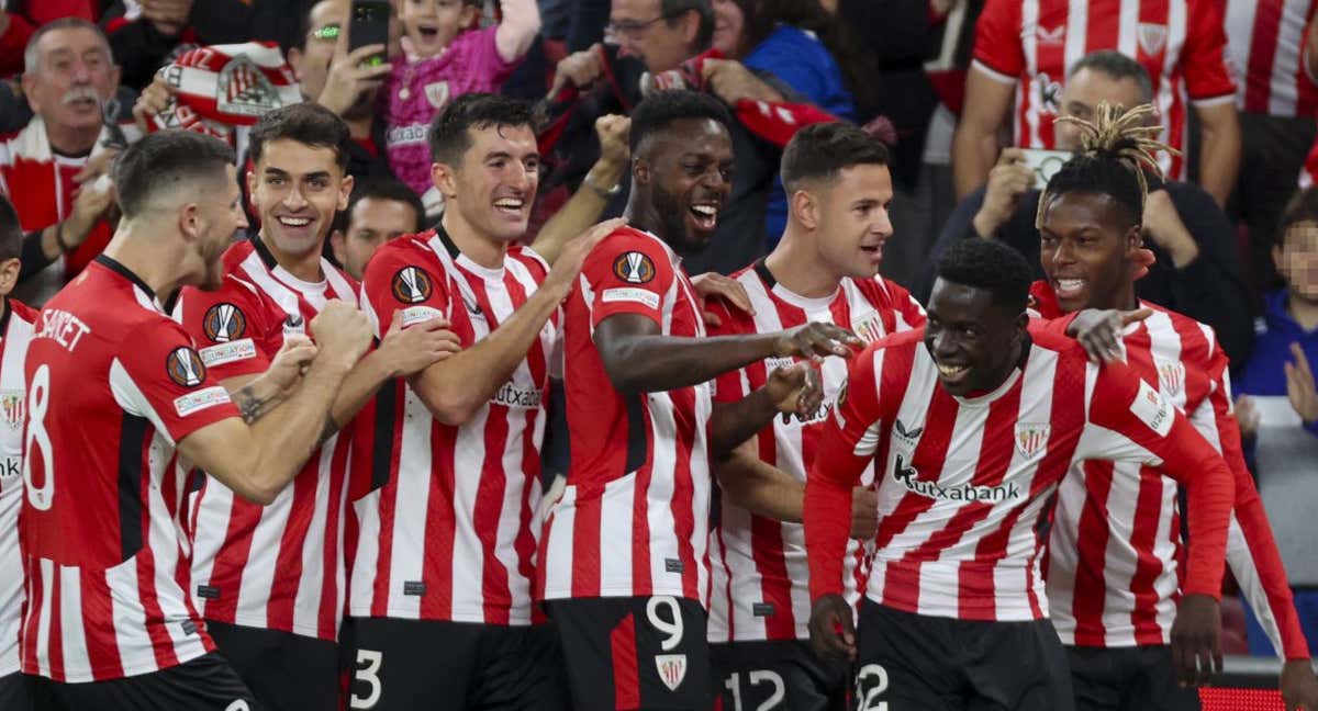 Los jugadores rojiblancos celebran un gol en la presente Europa League./EFE