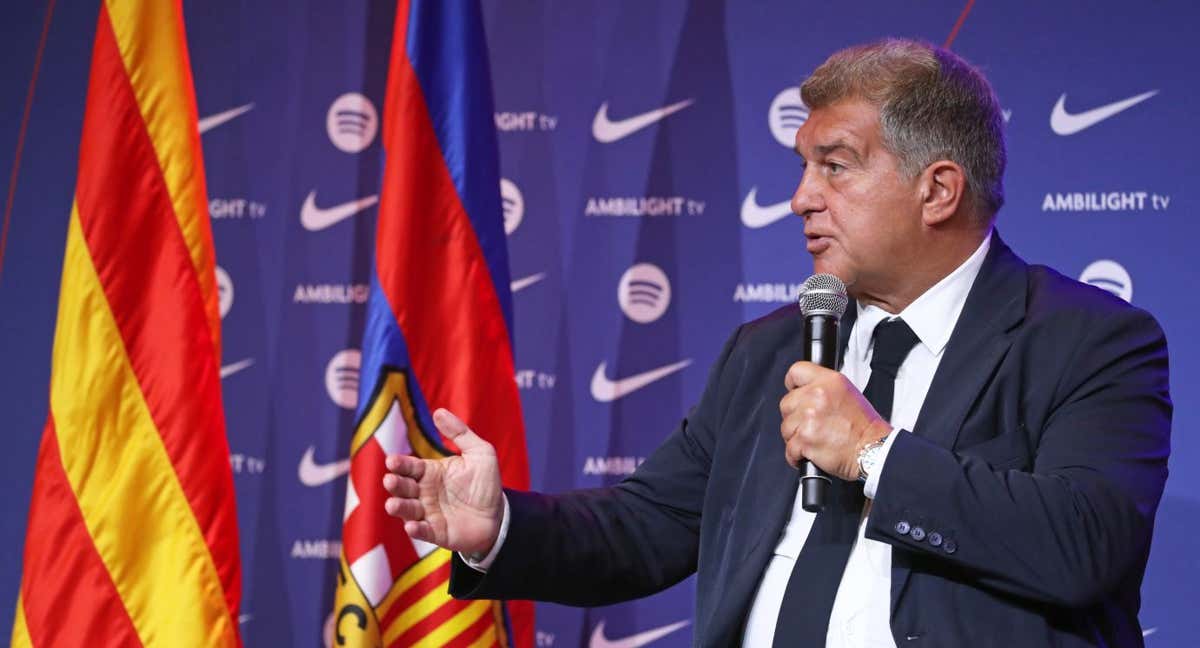 Joan Laporta, presidente del FC Barcelona, en un acto de esta temporada. /GETTY