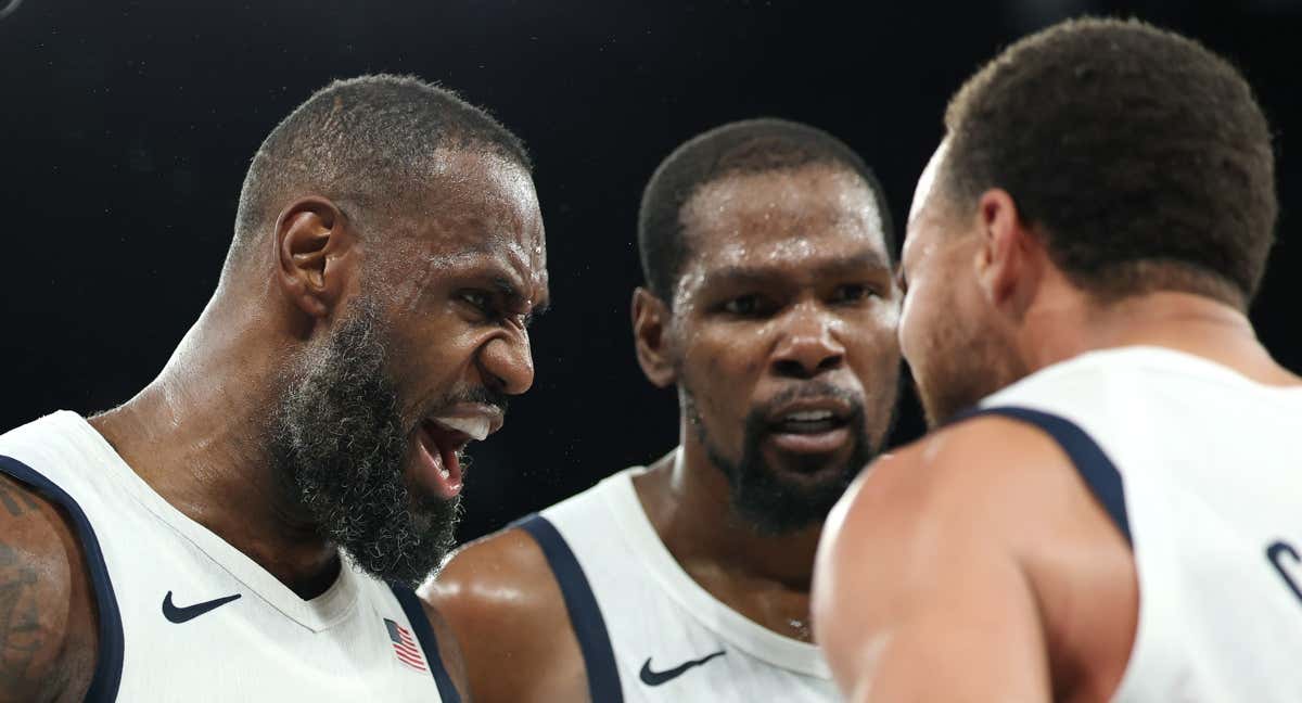 James, Curry y Durant se motivan durante los JJOO de París 2024/Getty Images