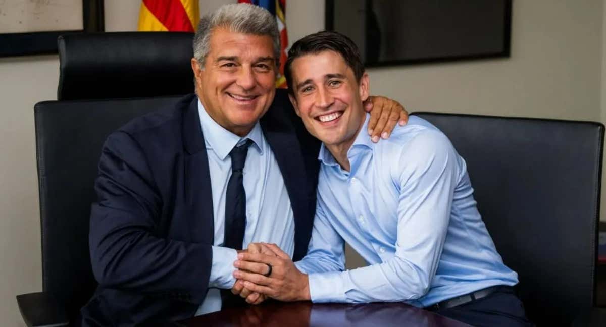 Joan Laporta y Bojan Krkic, en una foto de archivo./@FCBarcelona