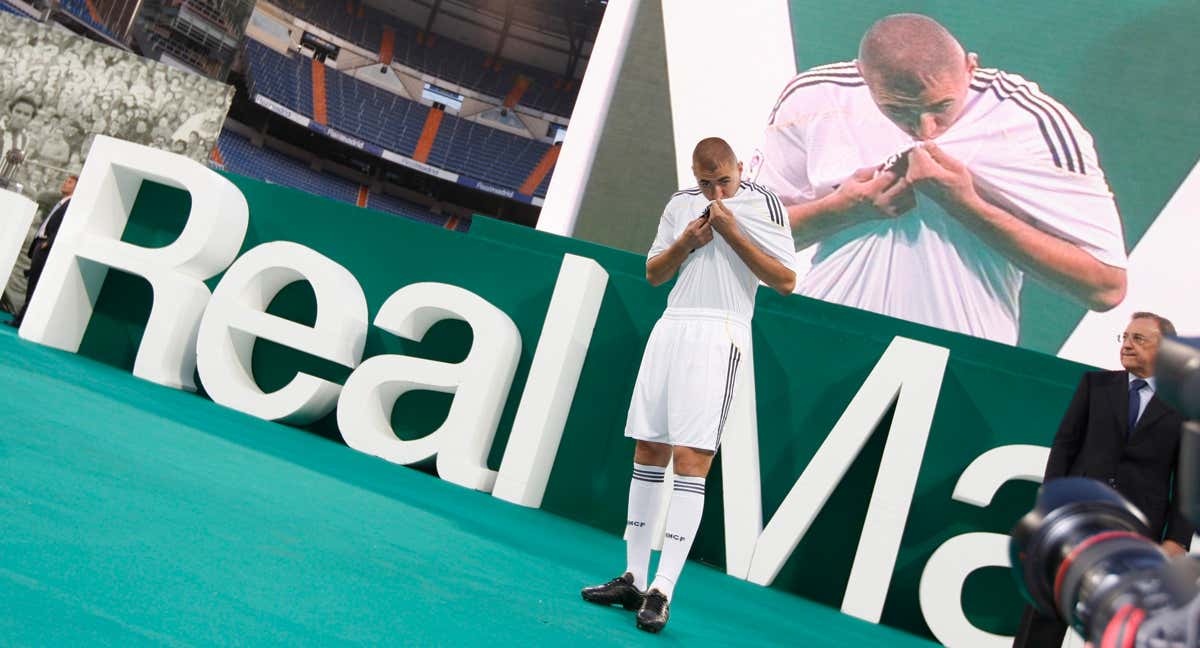 Karim Benzema, en su presentación con el Real Madrid. /ARCHIVO