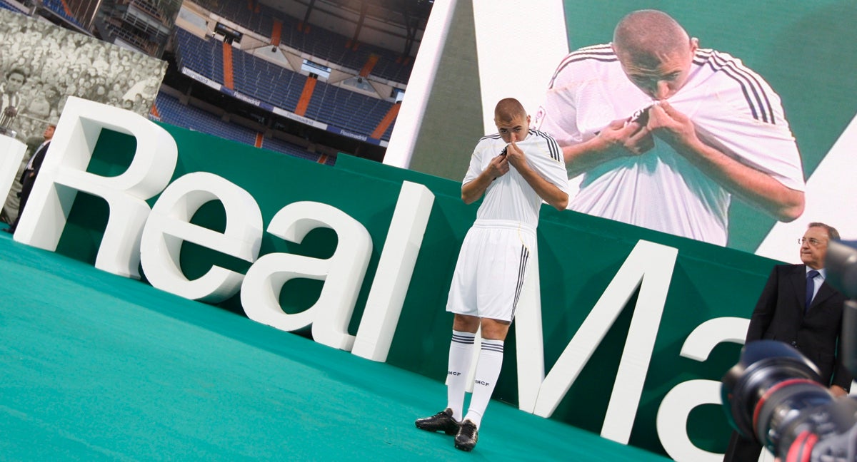 Karim Benzema, en su presentación con el Real Madrid.