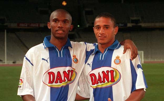 Eto'o, junto a Darío Silva en el Espanyol.