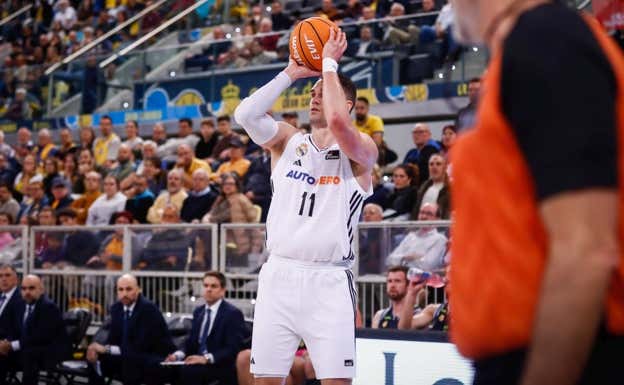 Mario Hezonja lanza de tres. ACB Media