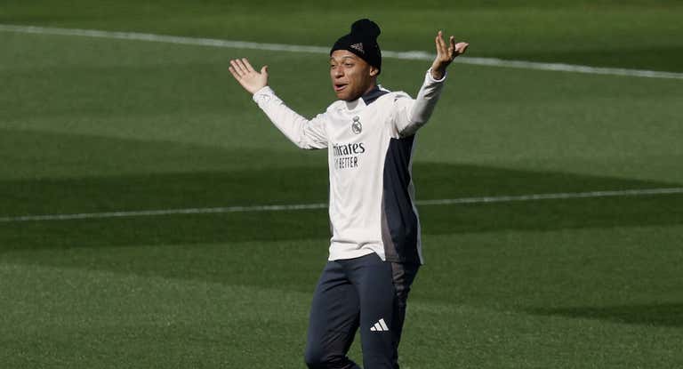Kylian Mbappé, en un entrenamiento de esta temporada.