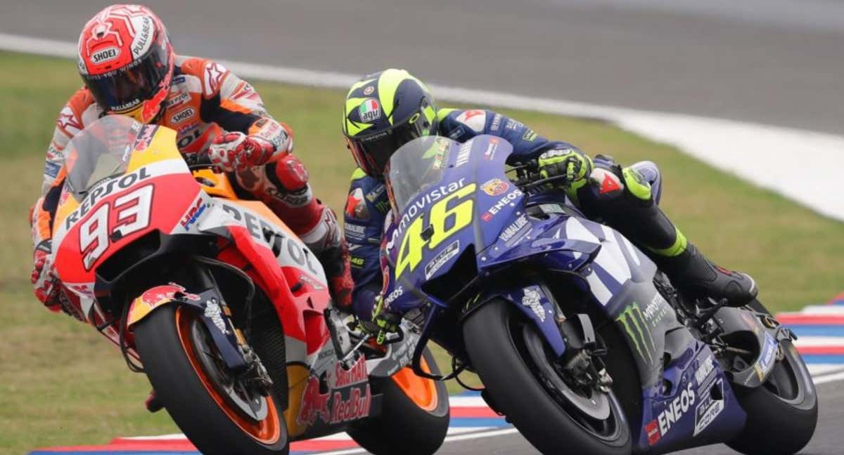 Marc Márquez y Valentino Rossi en Argentina 2018. /MotoGP