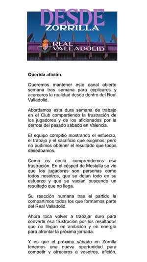 Las cartas 'íntimas' con las que el Valladolid intenta acercarse a su afición, explicando hasta un extraño fichaje: «Quería dirigirme a vosotros...»