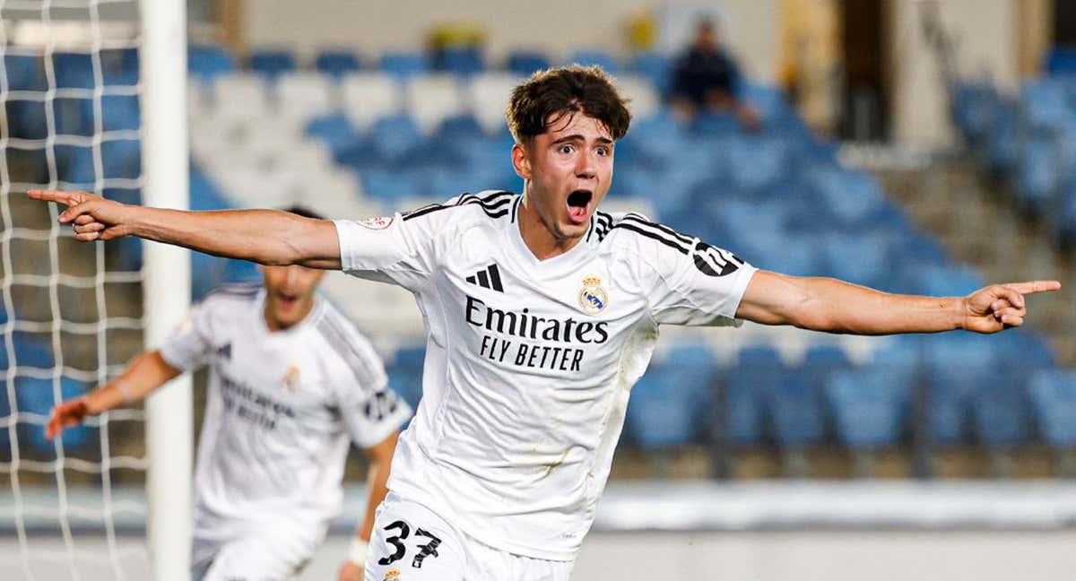 Víctor Valdepeñas celebra un gol. /REALMADRID.COM