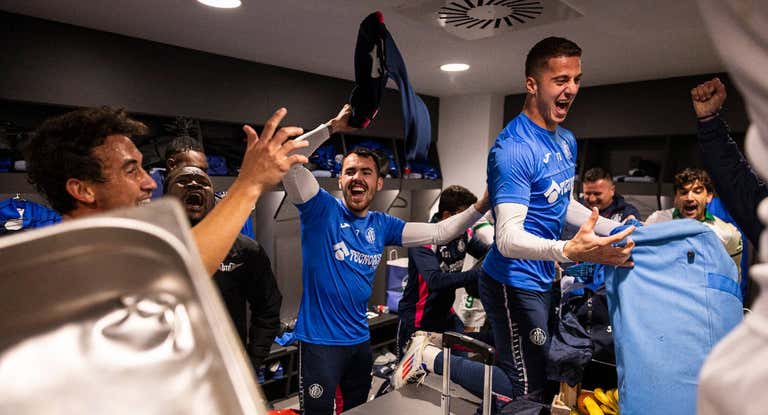 El Getafe, celebrando su triunfo contra Osasuna.