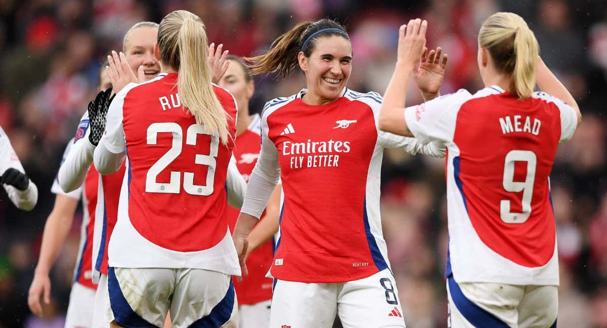 Mariona celebrando un gol con sus compañeras. /ARSENAL WOMEN