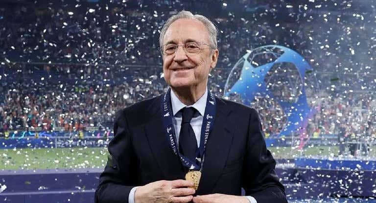 Florentino Pérez, celebrando un título.