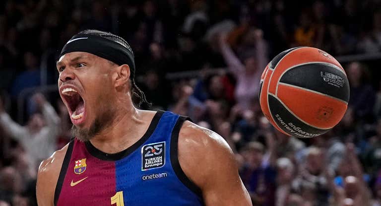 Justin Anderson durante un partido con el Barça Basket.
