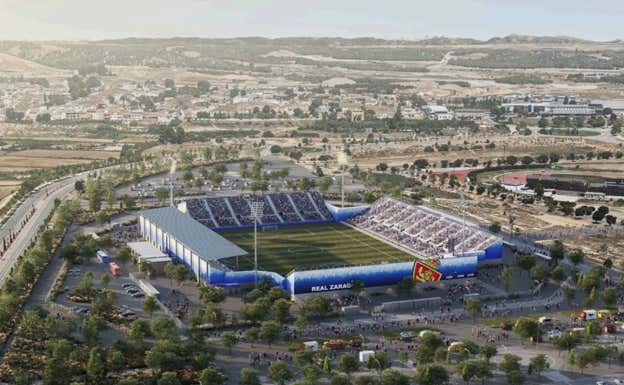 Proyección del futuro estadio modular del Real Zaragoza.  Real Zaragoza