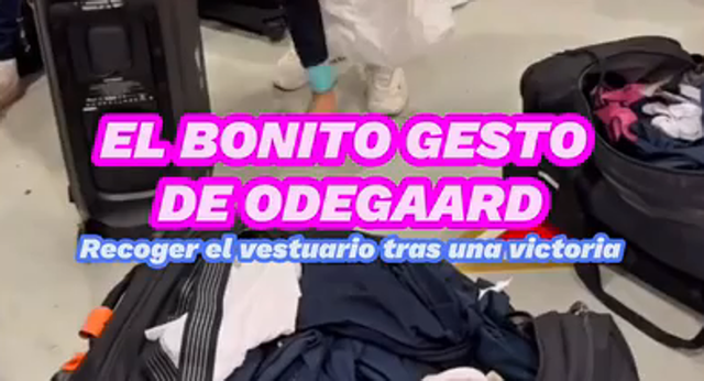 Odegaard recoge el vestuario tras una victoria y se hace viral