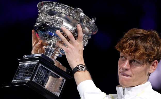Jannik Sinner celebra el Open de Australia.  AFP
